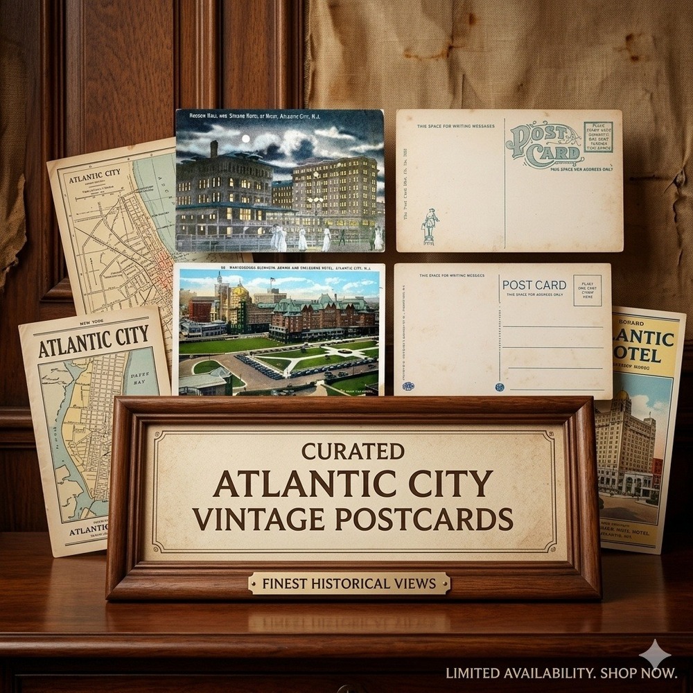 VTG Postcard Haddon Hall and Strand Hotel at Night Atlantic City New Jersey NJ